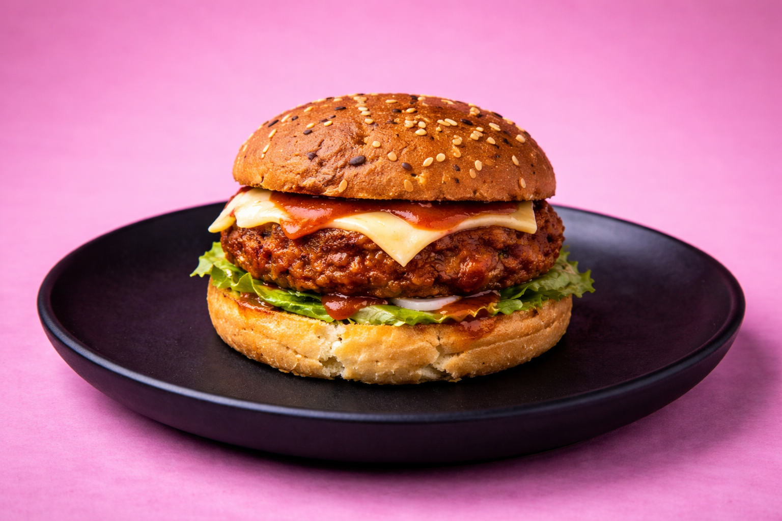 Schezwan Cheese Lava Burger 